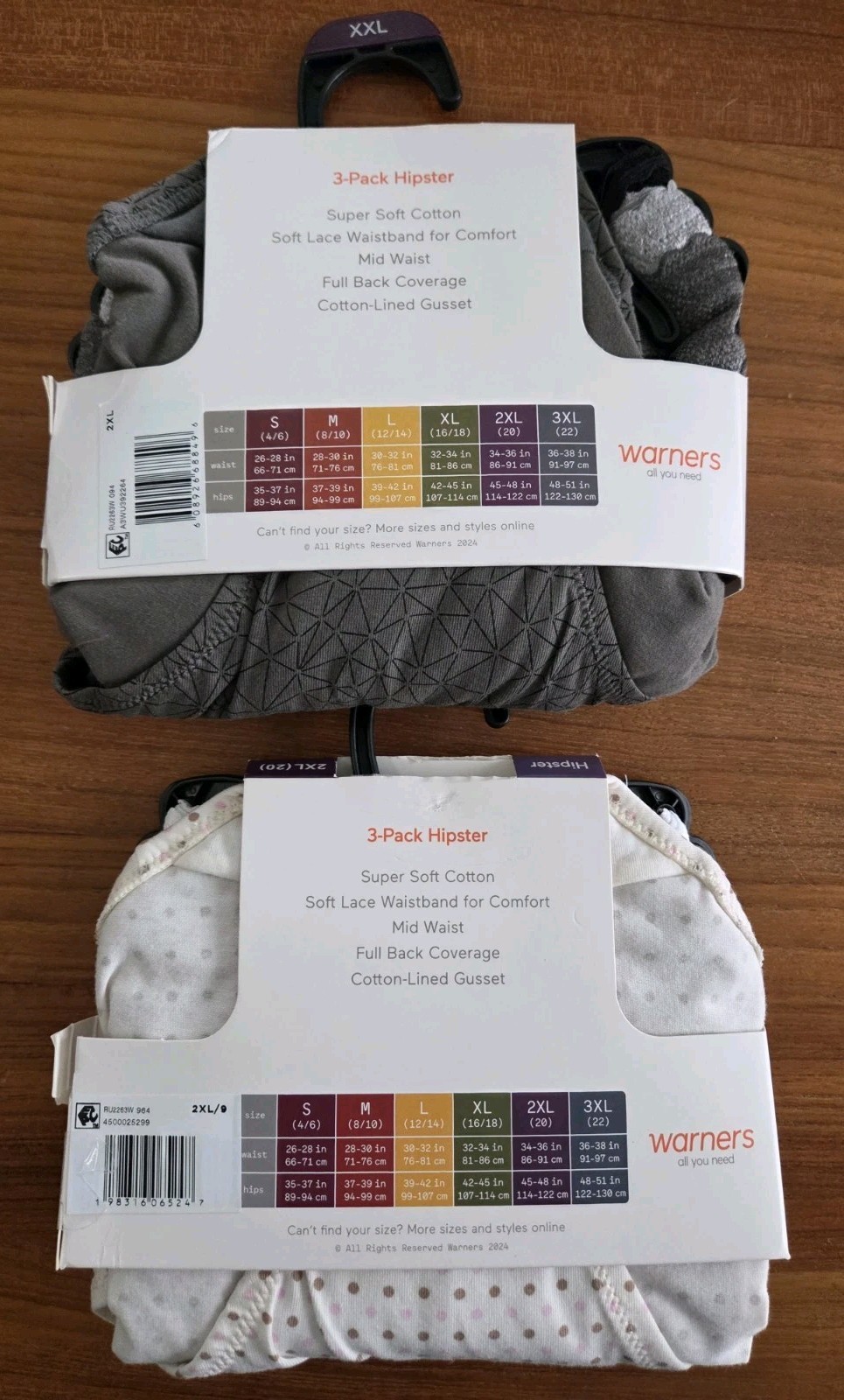Warner’s Blissful Benefits XXL 2XL Cotton Lace Hipster Panties 6 PACK #214-1813