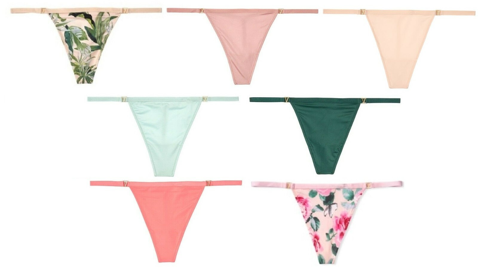 VICTORIAS SECRET VERY SEXY LOVE BY VICTORIA LOGO HARDWARE V-STRING THONG PANTY