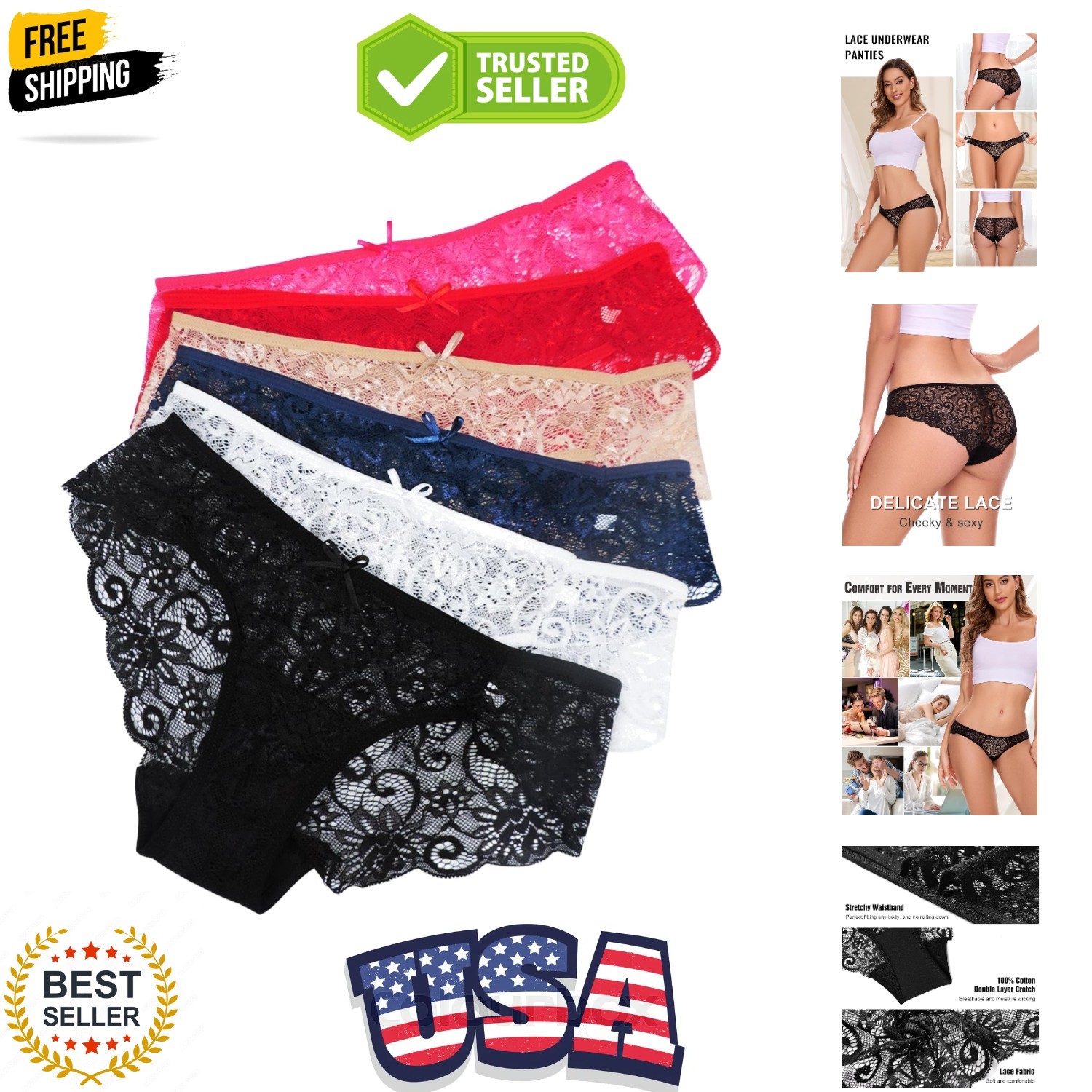 Sexy Underwear for Women, Cheeky Lace Women’s Panties, Breathable Bikini for …