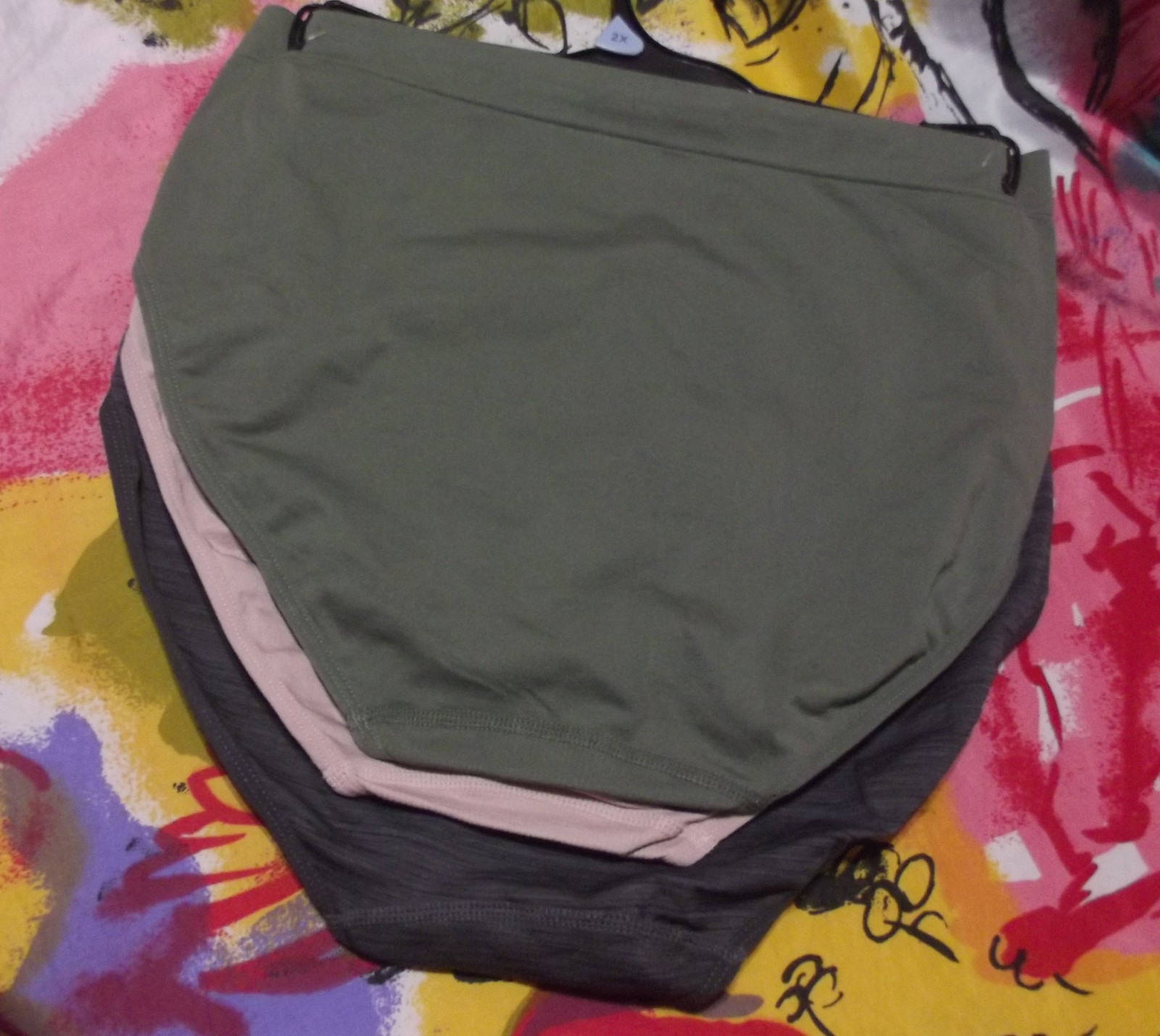 3 NEW PRIMA VALENTINA 877066X GH/BG/GN MF PLUS SIZE SEAMLESS BRIEF PANTIES 2X