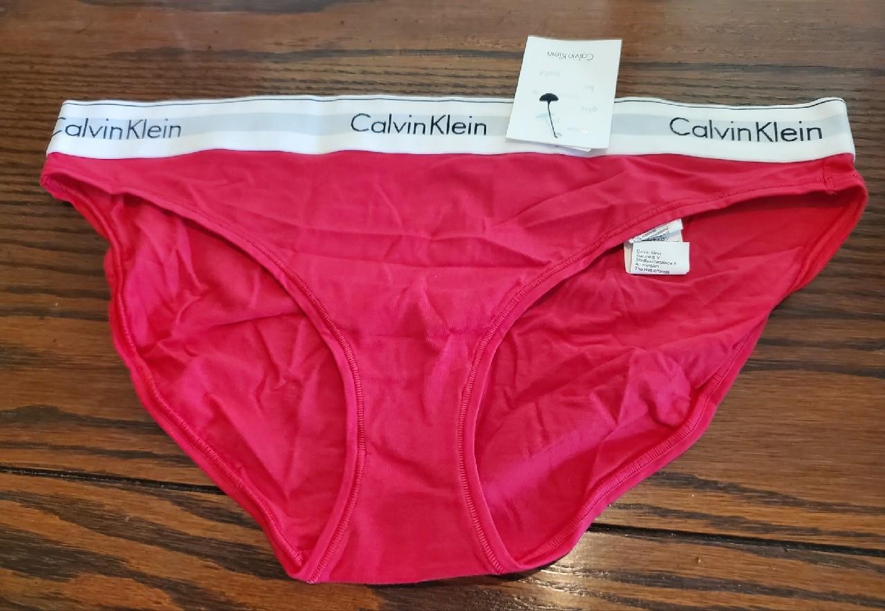 NWT CALVIN KLEIN COTTON MODAL LOGO BIKINI PANTIES F3787 643 RED XL