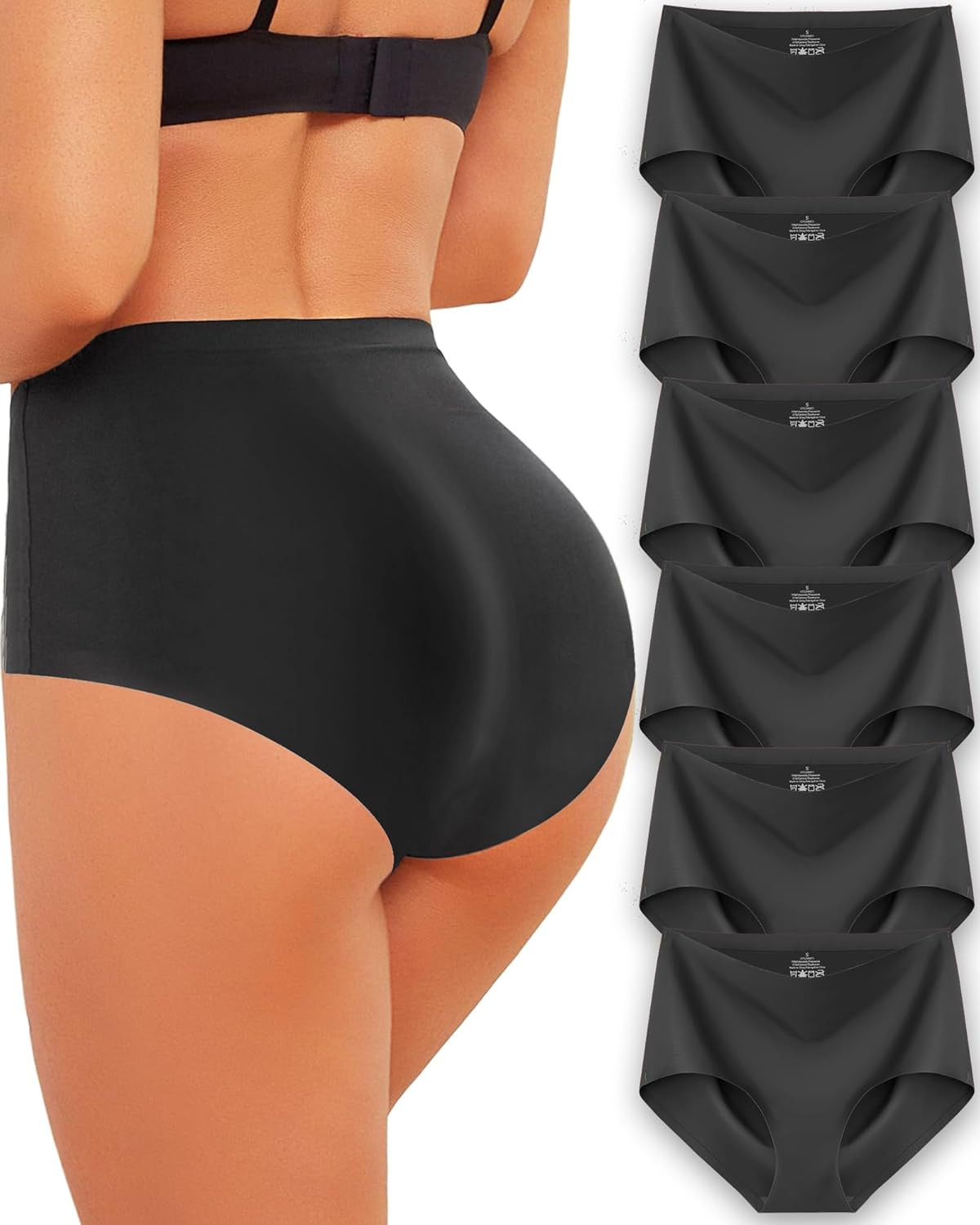 High Waisted Seamless Underwear for Women Full Coverage Hiphugger High Rise Silk