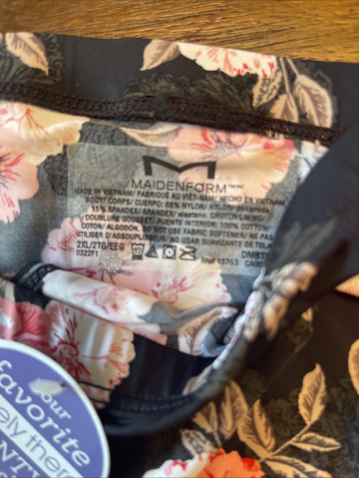 NWT Maidenform Bikini Panty Womens XLL Black Lace Coral Floral Sissy Whimsical