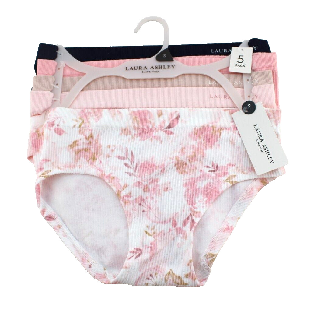 LAURA ASHLEY 5-pk Small Multi-Colors Ribbed Women’s Hipsters Briefs MSRP $48