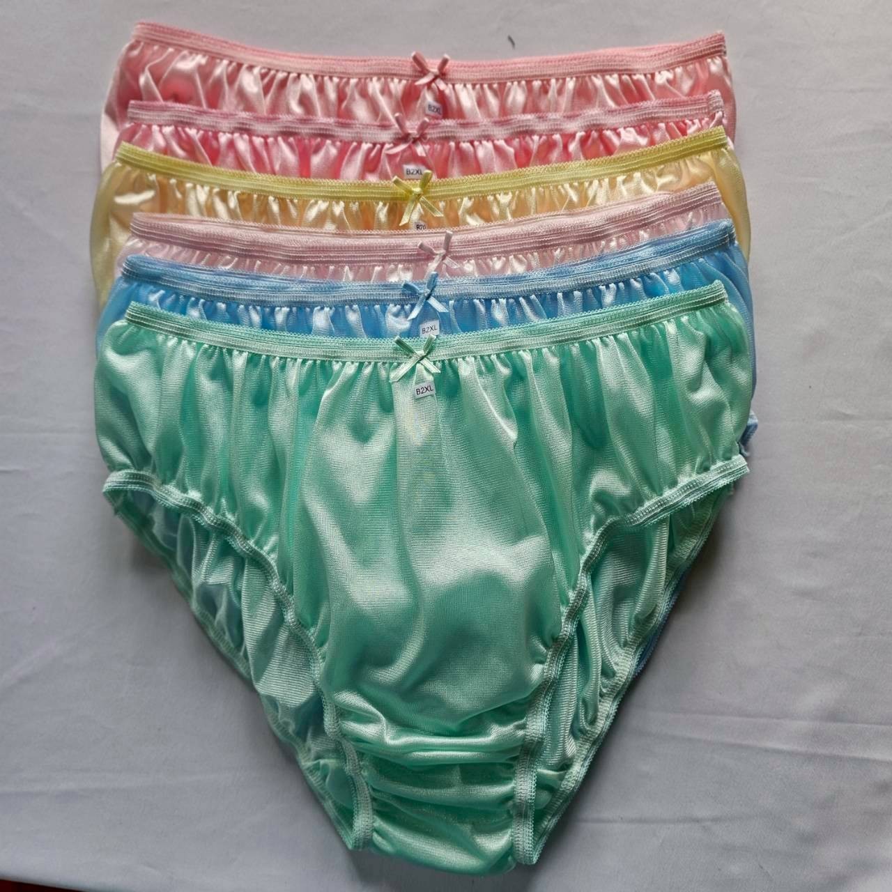 6 Plus Bikini Underwear Nylon Woman Panties Soft Smooth Briefs Mid-Waist/Mix/2XL