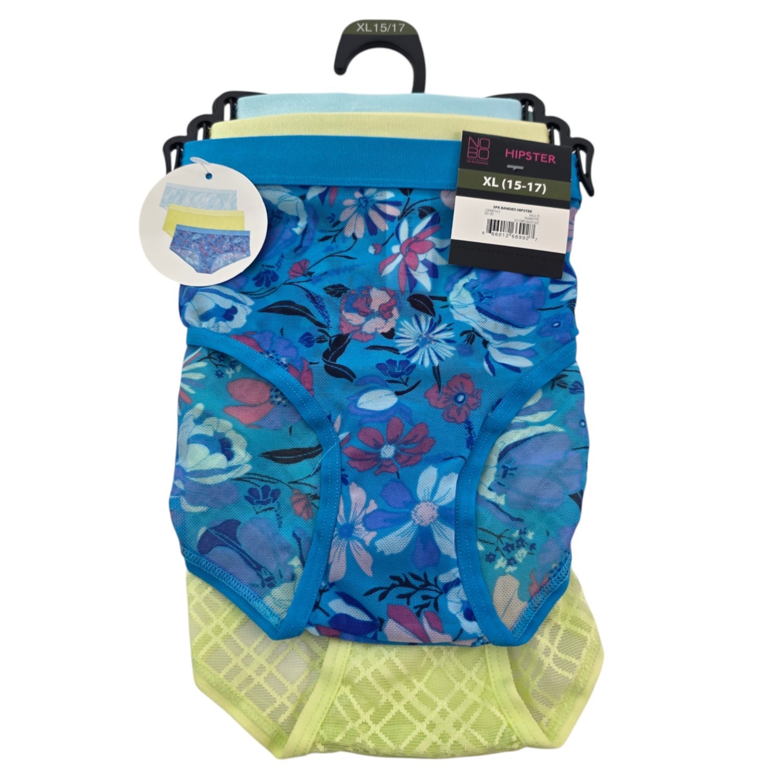 No Boundaries Banded Sheer Mesh 3-Pack Blue Hipster Panties – Sizes Various NWT