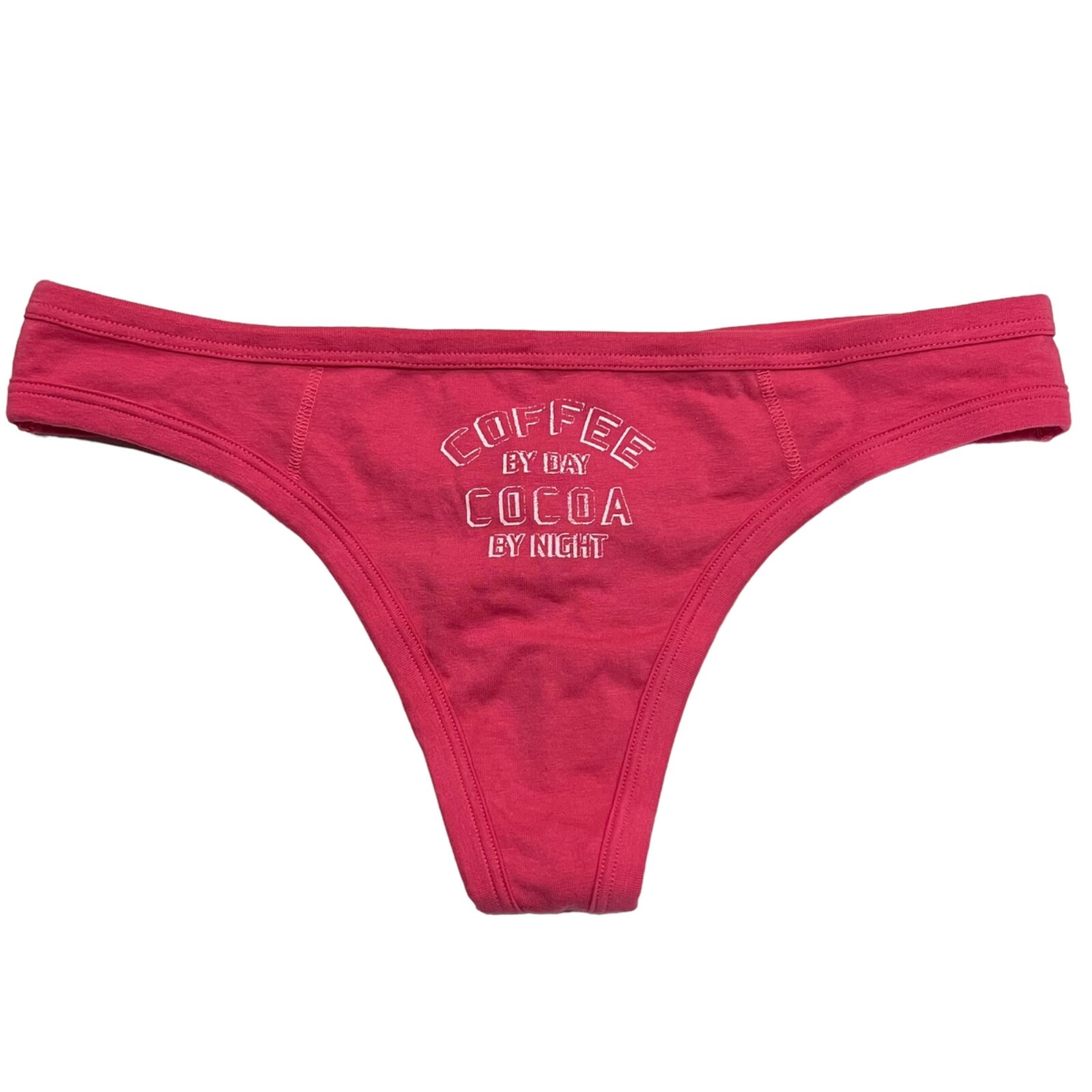 NWT AERIE Thong Sz M-L Pink COFFEE BY DAY COCOA BY NIGHT Cotton Jersey
