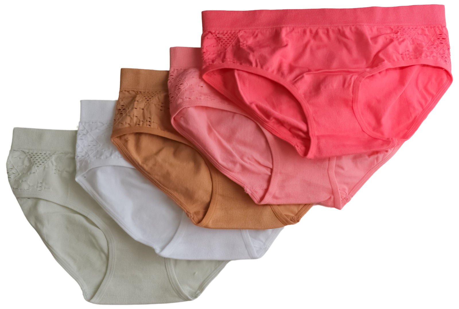 Women’s Medium Seamless Pointelle Hipster Panties (5 Pack) Assorted Colors