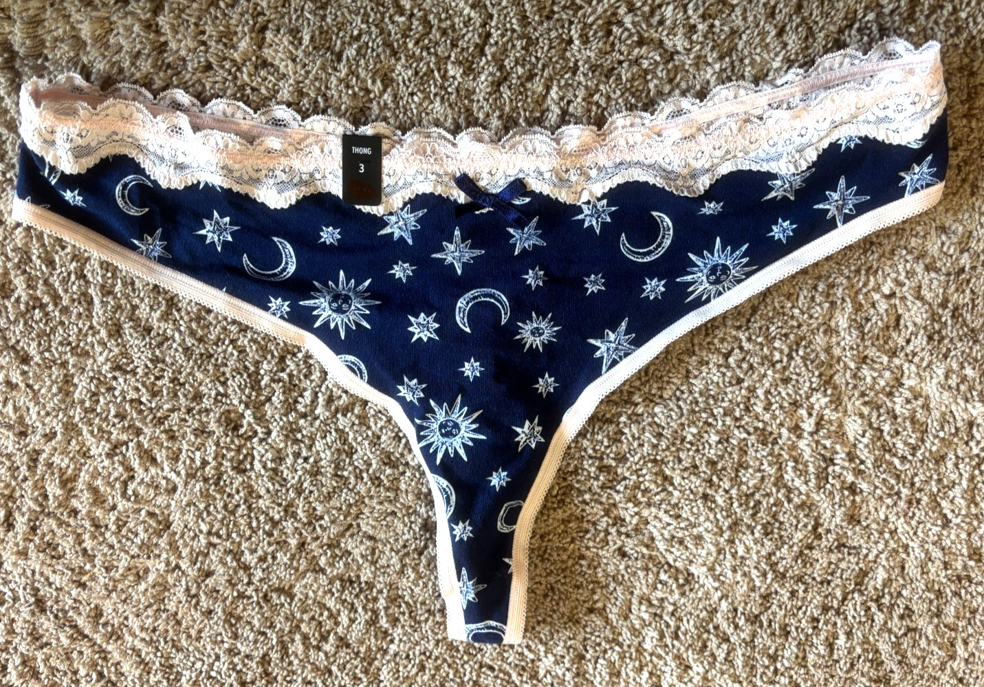 Torrid Panty Thong Stars Moons Lace Trim Plus Size 3 3X NEW