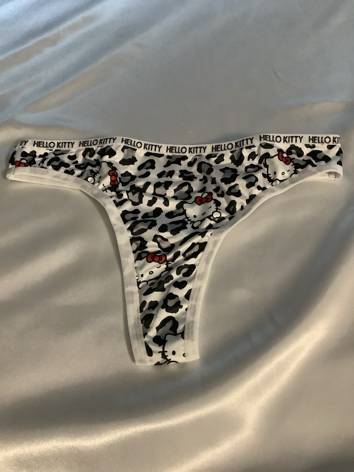 Women’s Teens Hello Kitty Thong Panties Black White Leopard Cartoon 3pk Medium