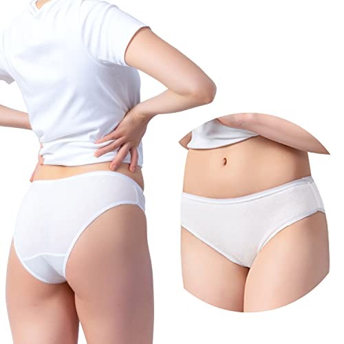 Disposable Underwear for Women, 10 Pack Cotton Ladies Briefs Small White-10pcs
