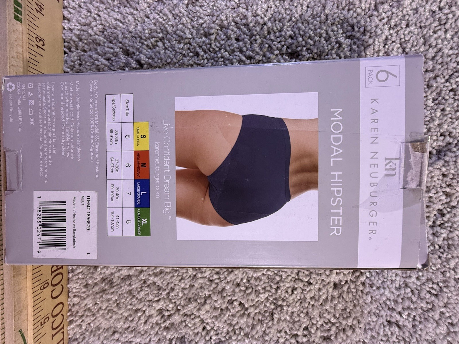 Karen Neuburger Women’s Underwear Panties 6-Pack Soft Modal Hipster ~ LARGE