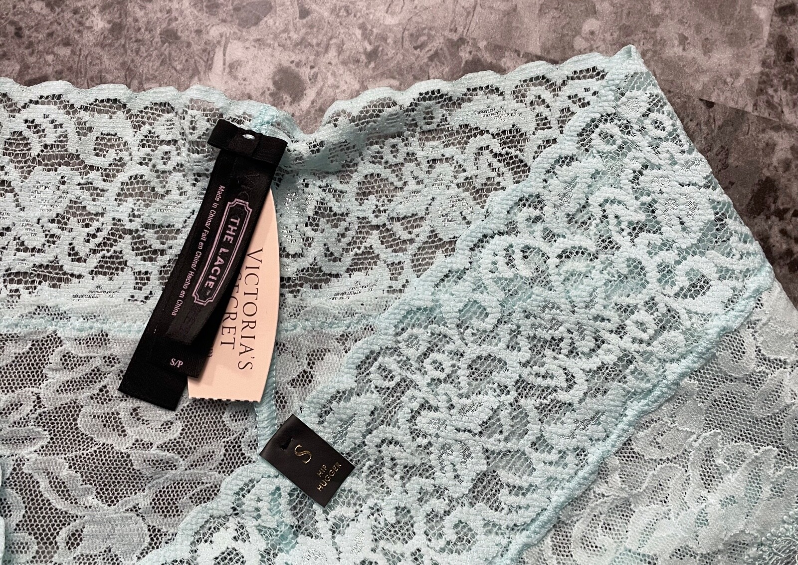 NWT VICTORIA’S SECRET THE LACIE S AQUA FLORAL LACE RARE CHEEKY HIPHUGGER PANTIES
