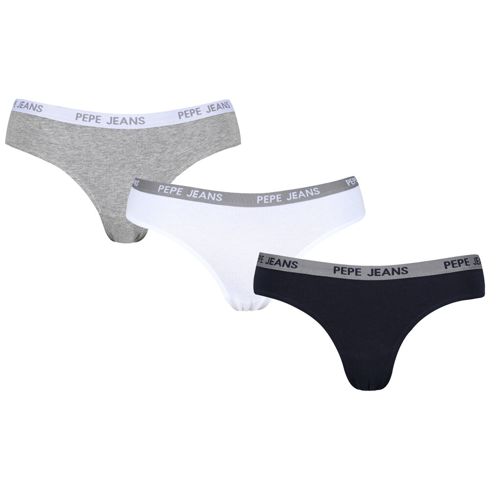 Pepe Jeans Ladies Womens Briefs GEMMA 3 Pack Grey Navy White in S M L – NEW