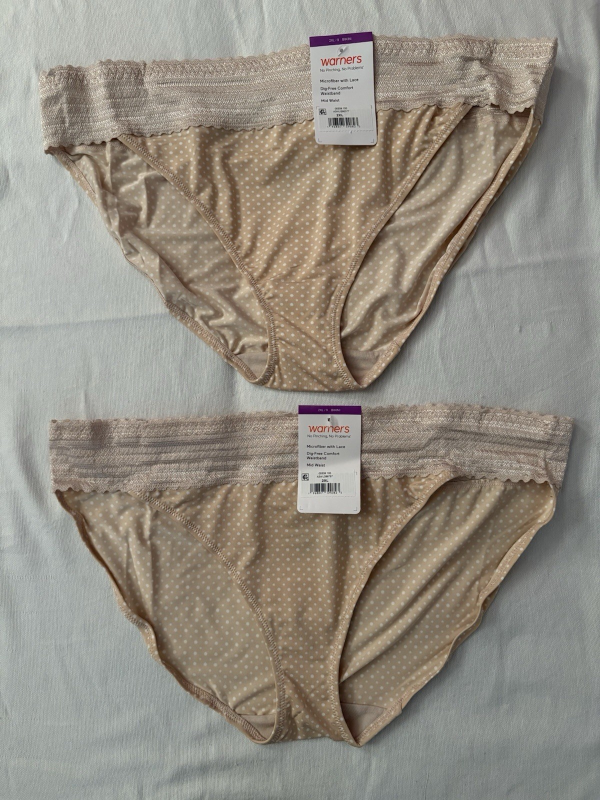 NEW Warners No Pinching No Problems Lace Bikini WR5509 2 Pair Women Size 2xlarge