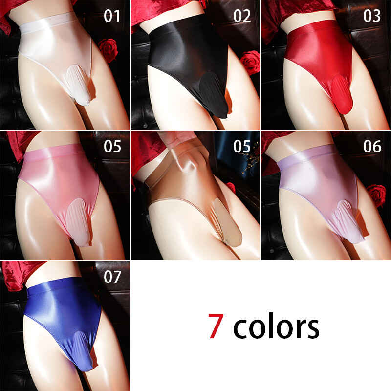 Silky Shiny Sexy Glossy Knickers Briefs Underwear Panties High Waist Men
