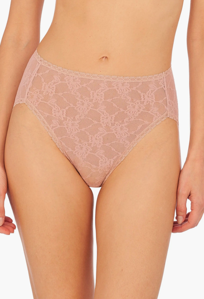 Natori One Size Bliss Allure Lace French Cut Brief Panty NWOT 772303 Rose Beige