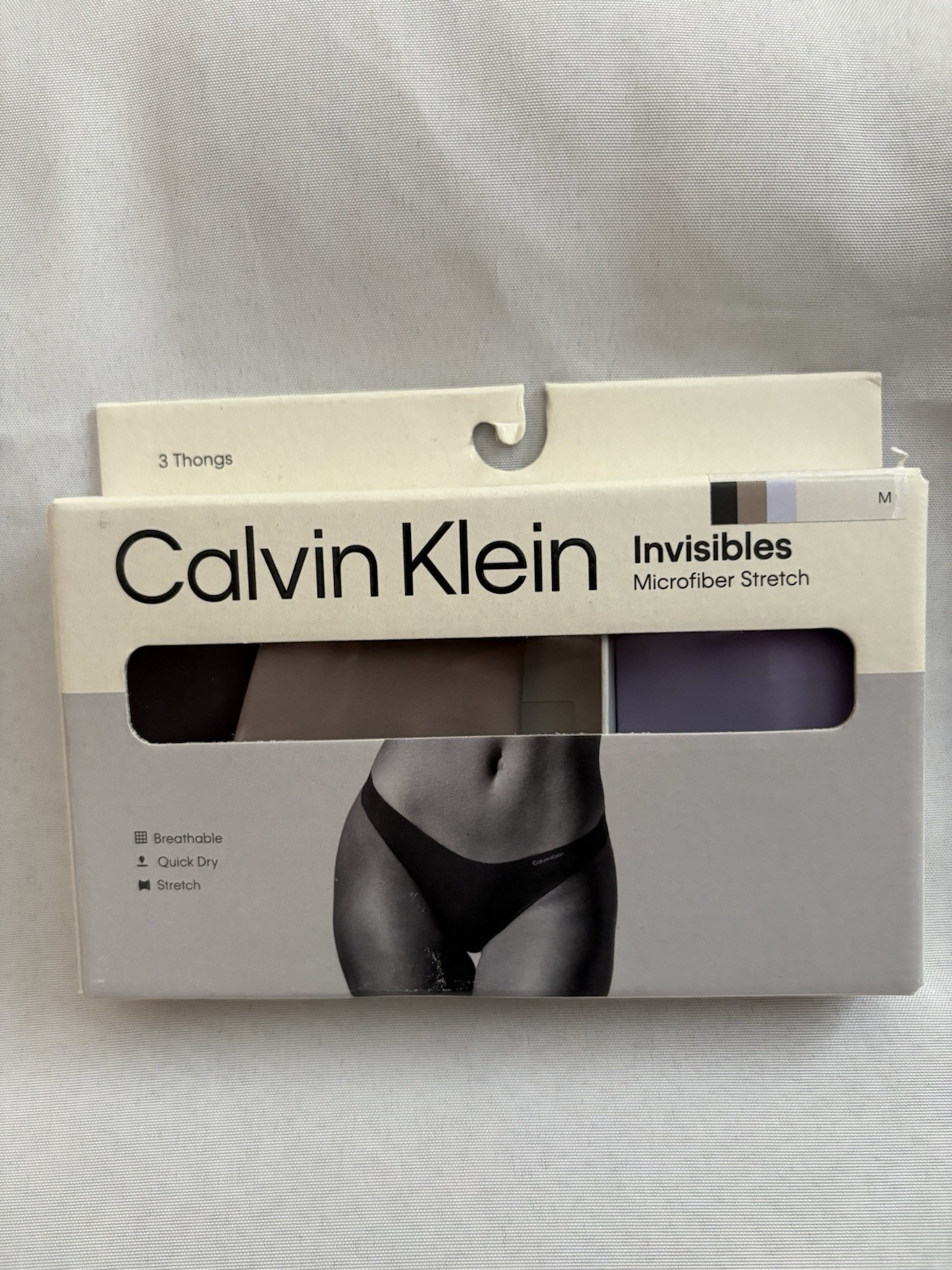 NEW Calvin Klein Invisible Thong Microfiber Stretch 3 Pack Size Medium QD3558
