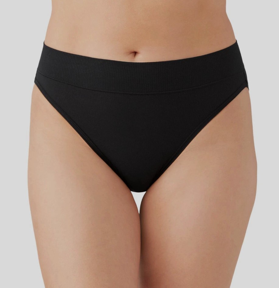 NWT Wacoal 871349 “Balancing Act” Ribbed Modal Hi-Cut Brief Panty, Black, 2XL