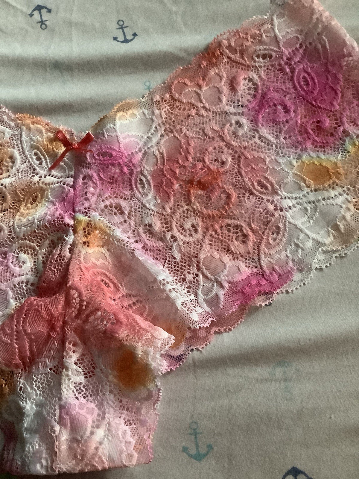 Women’s Gradient Butterfly Cheeky Panties Multicolor Lace Floral Bow 7pk Large