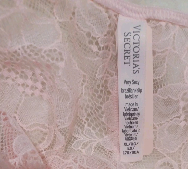 VICTORIA’S SECRET VERY SEXY SHINE STRAP RHINESTONE LACE PINK XL BRAZILIAN