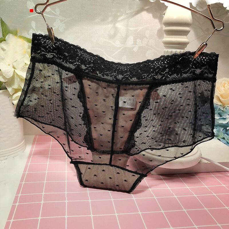 Japanese Sweet Girls Bow Underwear Briefs Womens Lace Panties Sheer Underpants