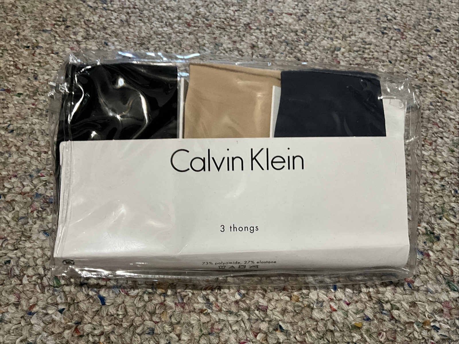 Calvin Klein Women 3-Pack Invisible Thong QD3558 QD3558 Nude Black Gray