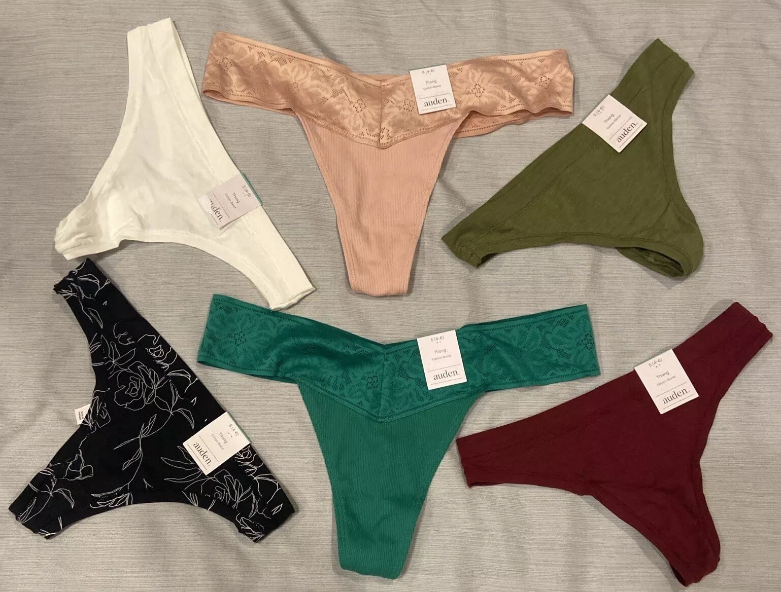 Auden Women’s Thong Underwear SZ: S (4-6) You Choose Color