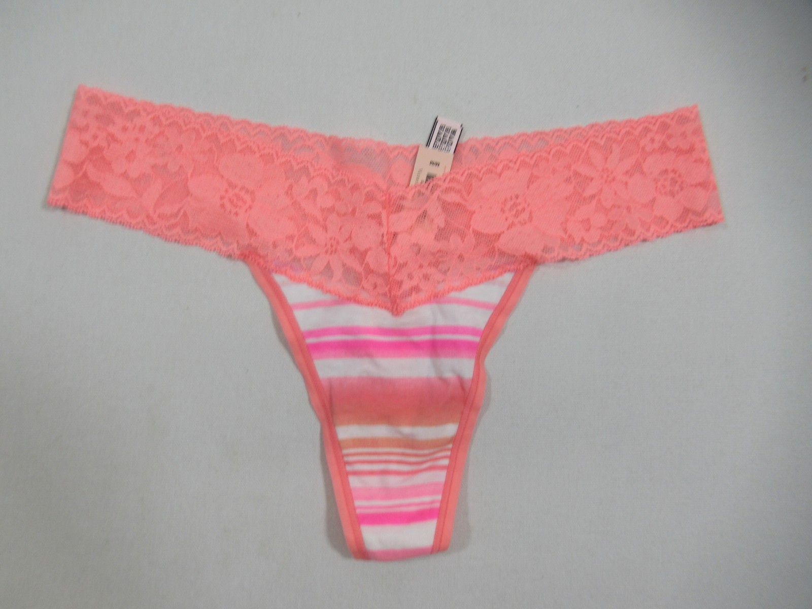 NEW Victoria’s Secret Thong Panties Women Medium Orange/Pink Lace