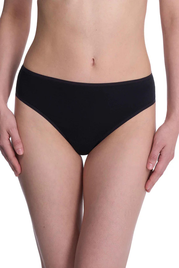 NEW! $22 NATORI 771346 BLISS BARE COTTON THONG UNDERWEAR BLACK SZ M
