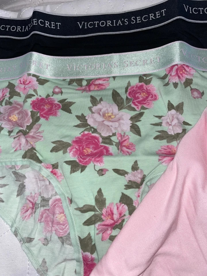Victoria Secret BRIEF 3-pack Panties Womens M Logo Band Floral cotton blend NWT