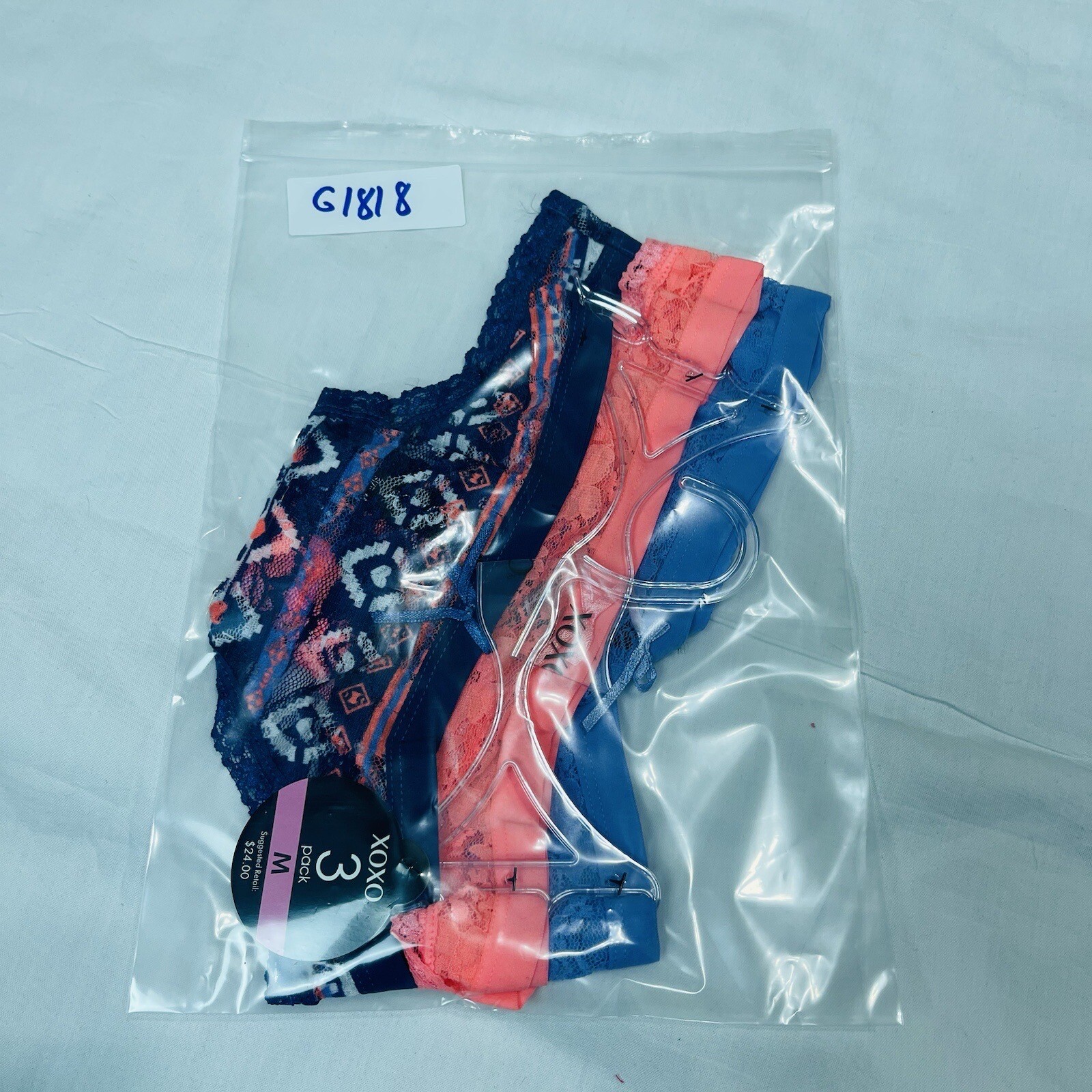 3 Pair XOXO Women Sexy THONGS Lace Panties Multicolor Floral MEDIUM