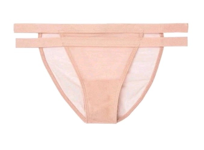 Victoria’s Secret Double Strap String Bikini Panty Sz Large Sweet Nougat Blush