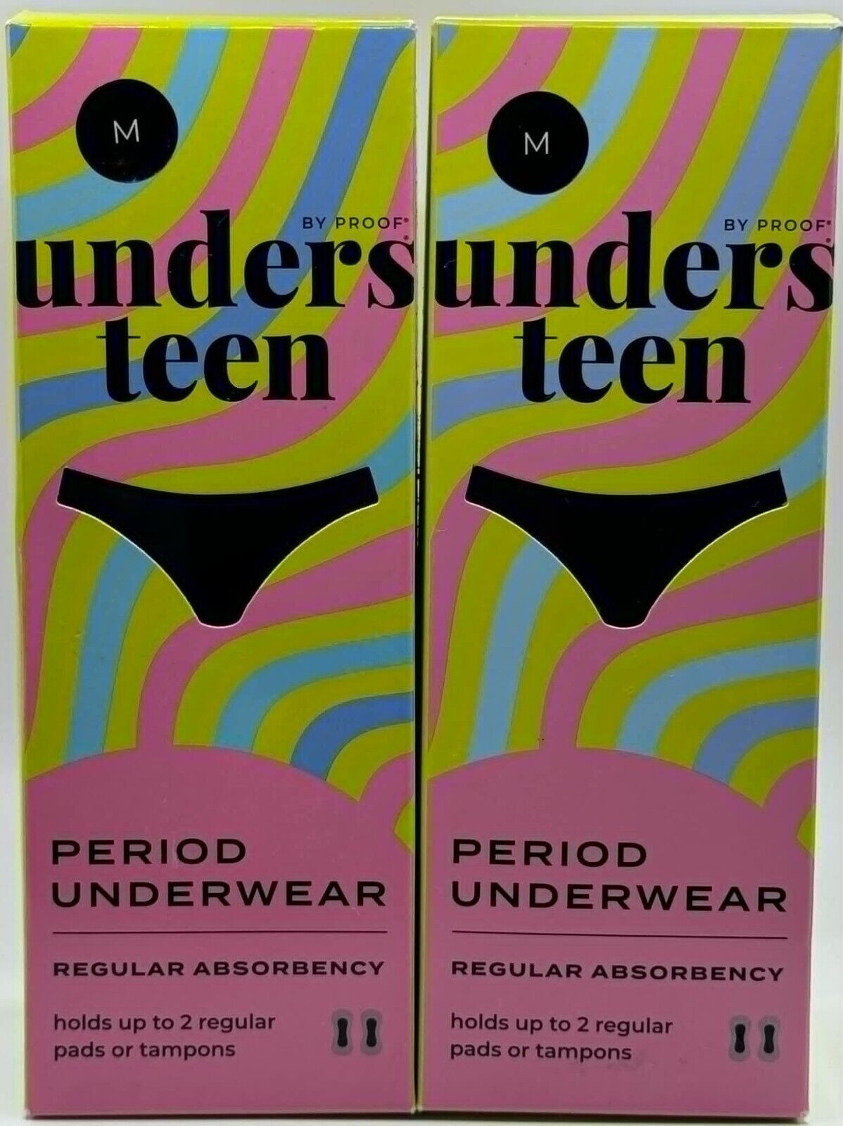 2PK Unders Teen By Proof Period Underwear ~ Medium ~ Black ~ NEW ~ FAST SHIP
