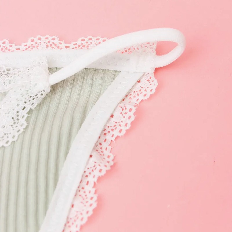 6 Pack Lot Sexy Womens Cotton Panties Thongs Briefs Lace Trim Underwear Lingerie