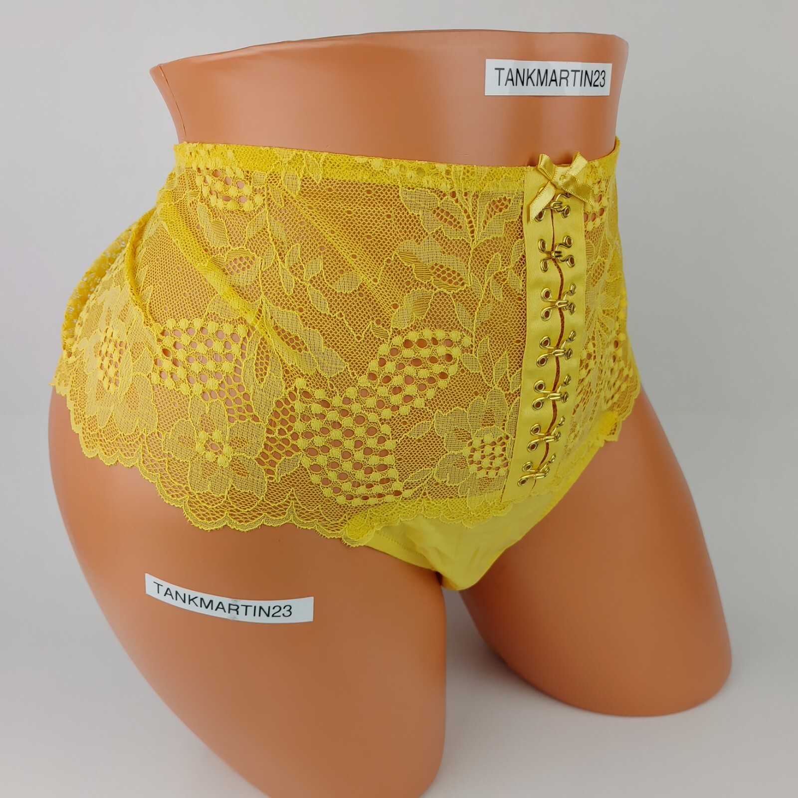 Lane Bryant Cacique Wide Side Thong Hook & Eye Plus Panties W/ Lace Yellow 18/20
