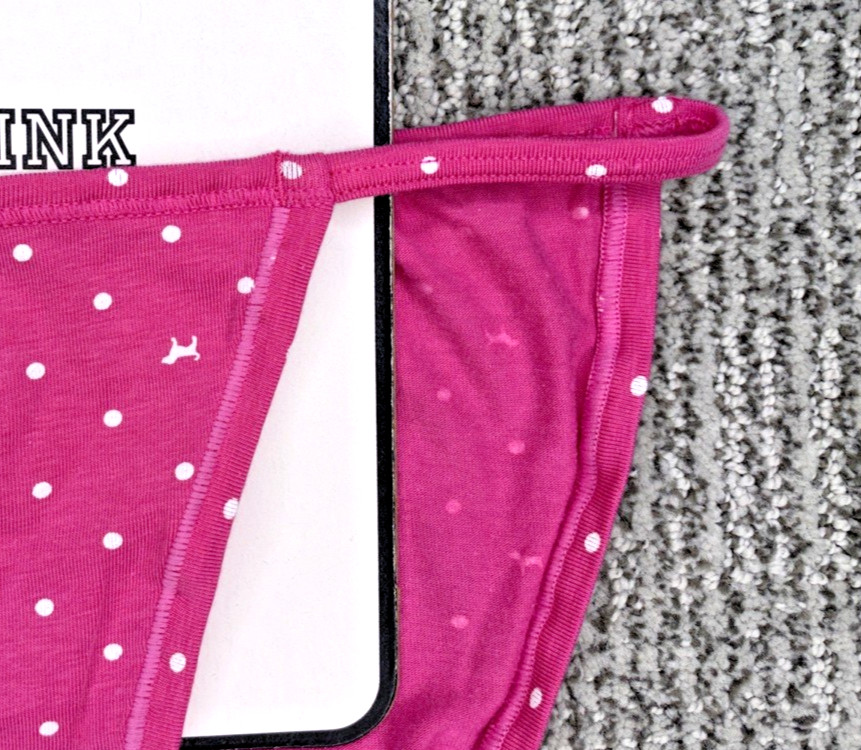 Victoria’s Secret PINK NWT Medium Pink Polka Dot String Bikini Panty Sexy Cute