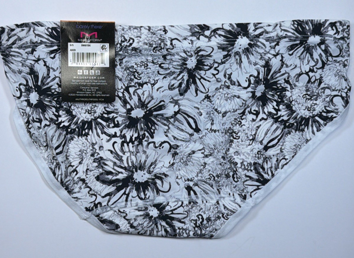 Maidenform Barely There Invisible Look Bikini Panty S/5 White Floral 3 Pk DMBTBK