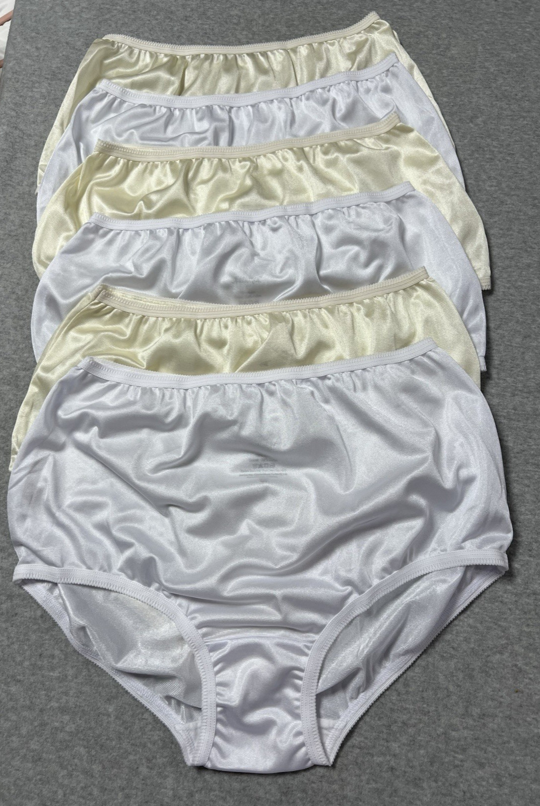 National 100% Nylon w Cotton Gusset 6 Pair Pack Briefs Panties Size 7 White Ivor