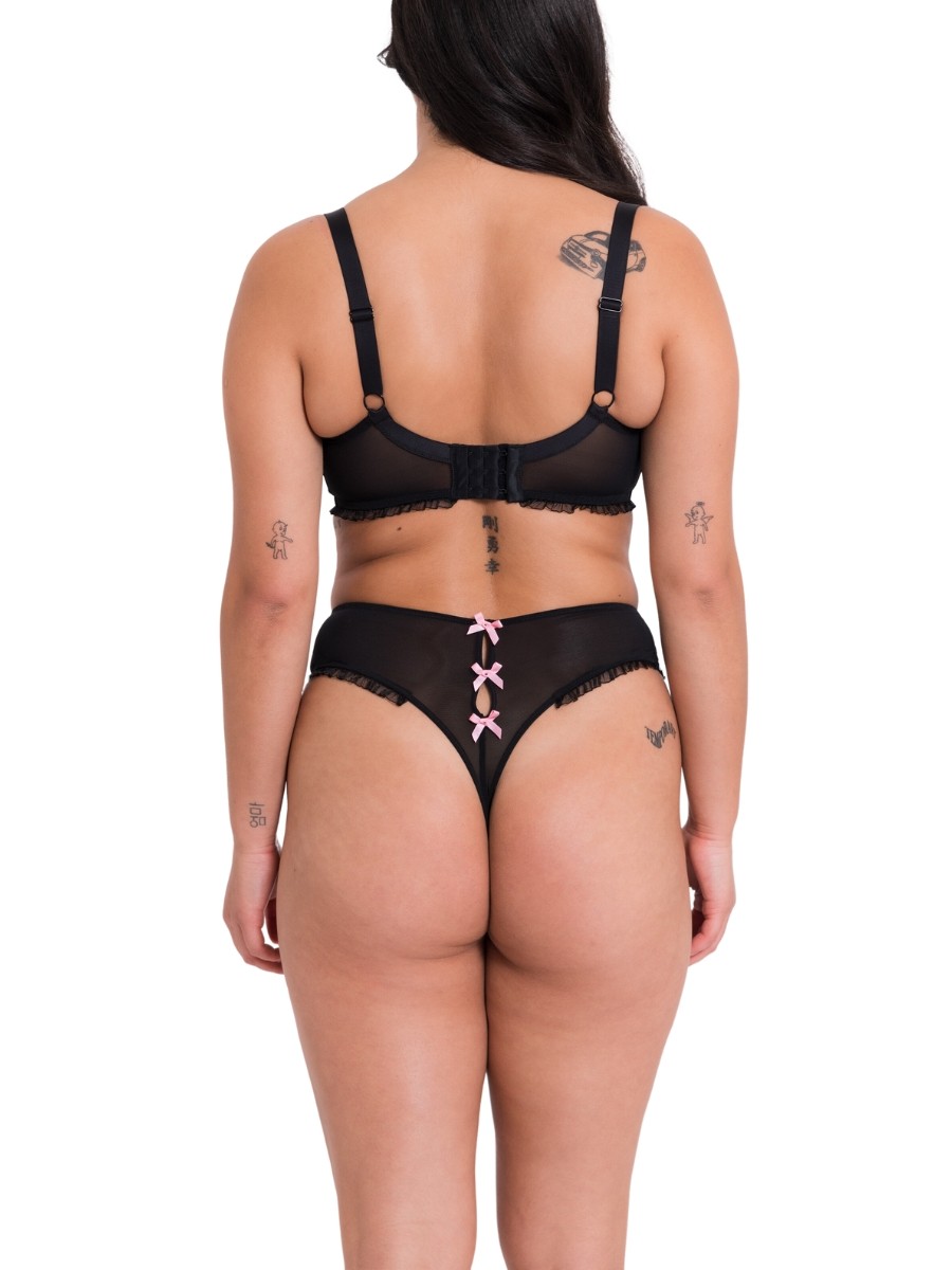 XS (8) Curvy Kate Frill Me High Waisted Thong Semi Sheer Knickers Brief Lingerie