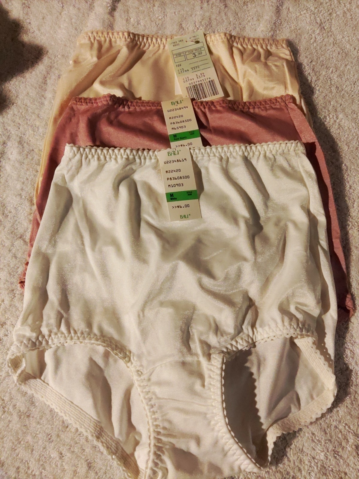 3 Pair-Bali “Something Else” Brief Panties Sz 6, 85% Antron III Nylon 15% Lycra