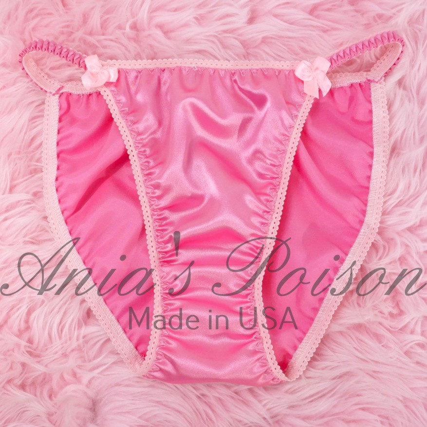 Satin Sissy panties New CANDY Pink shiny women’s Duchess Cut string bikini
