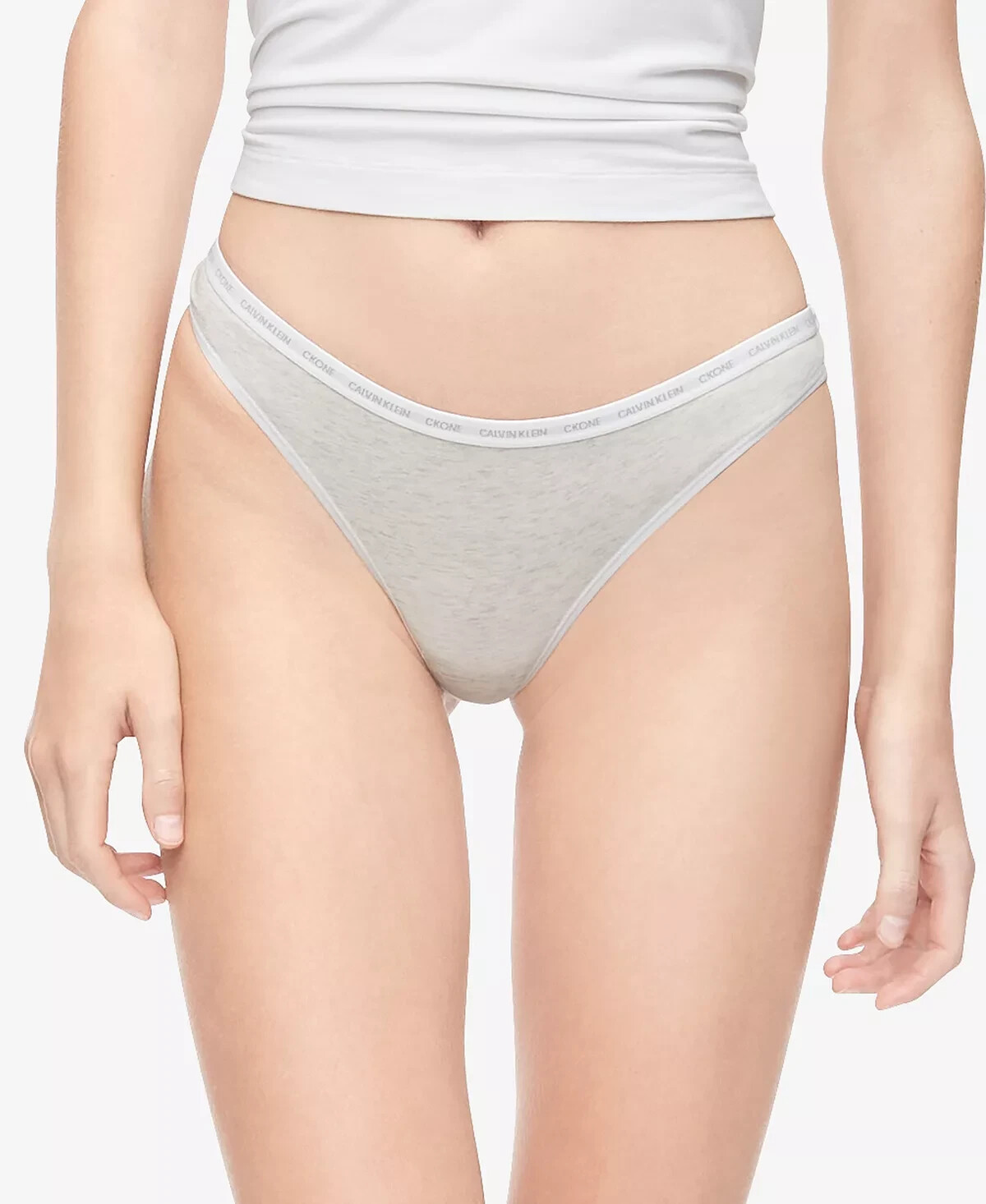 Calvin Klein Women’s CK One Cotton Blend Thong Panty Underwear, Gray, Medium