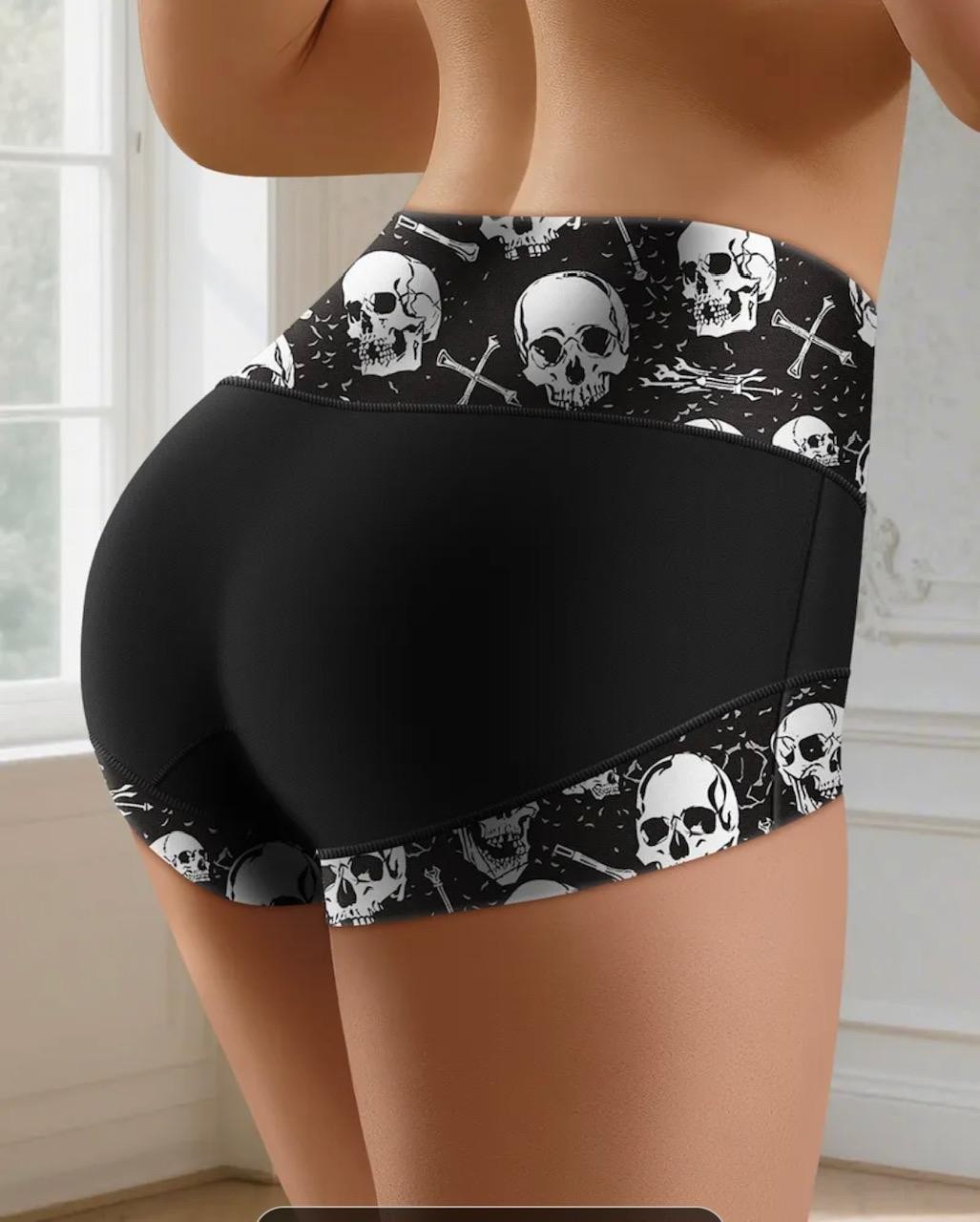 Women’s Sexy High-Waist Women’S Briefs Panties Gothic Style Lingerie Skull