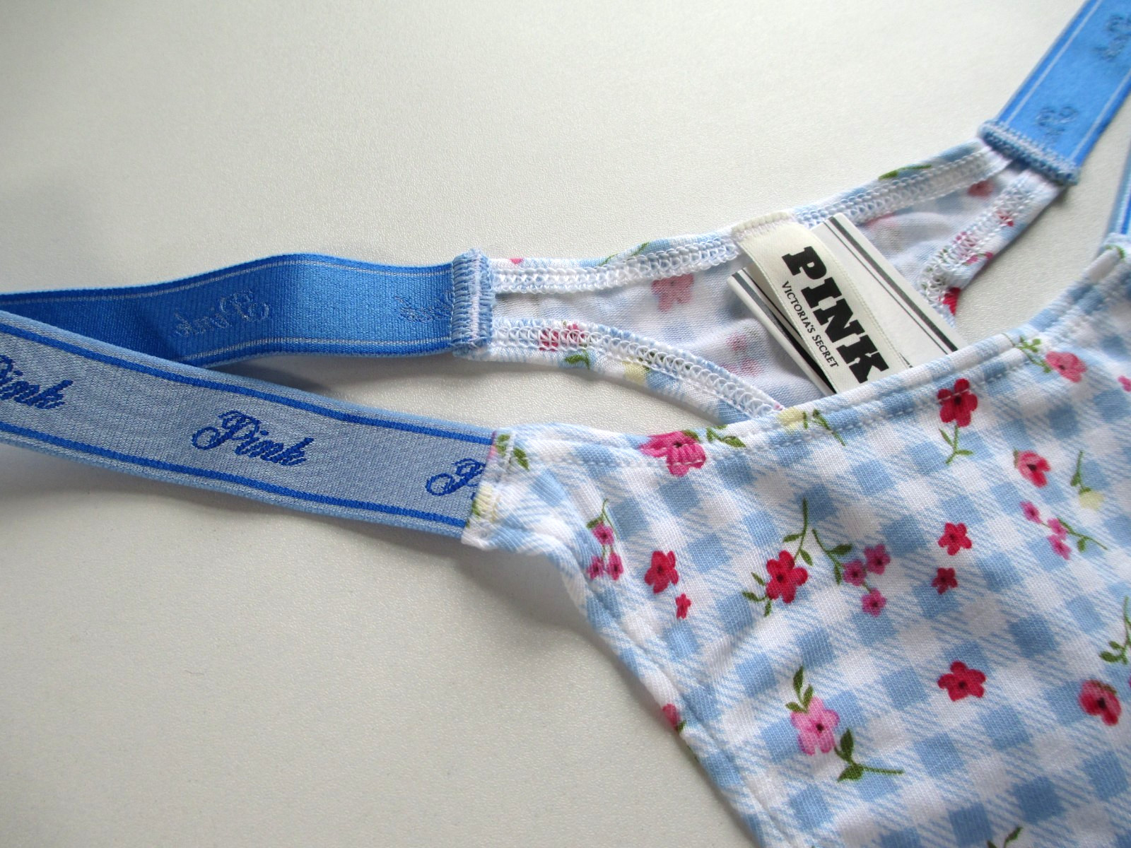 VICTORIA’S SECRET PINK Cotton High Leg Thong Micro Panty S M L Blue NWT Gingham