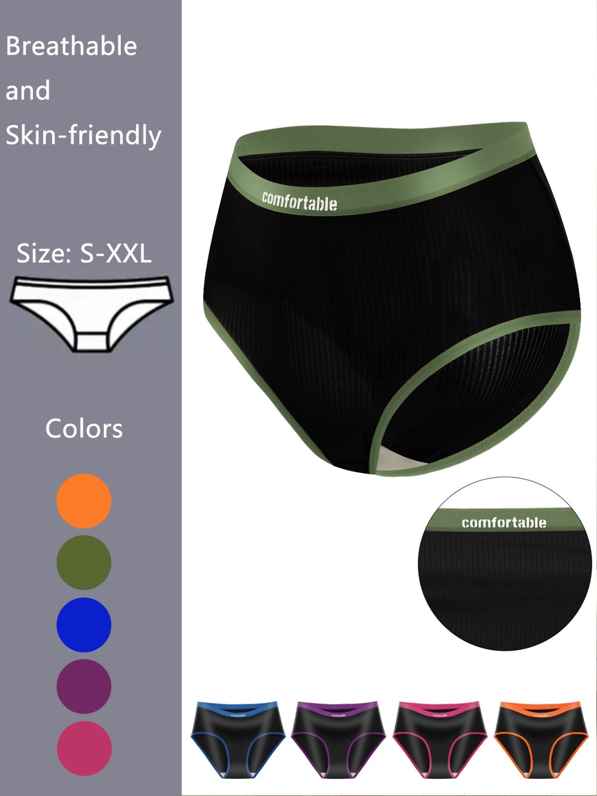 4 Pack Milk Silk Colorblock Mid Rise Panties – Breathable Cotton Gusset Bikini