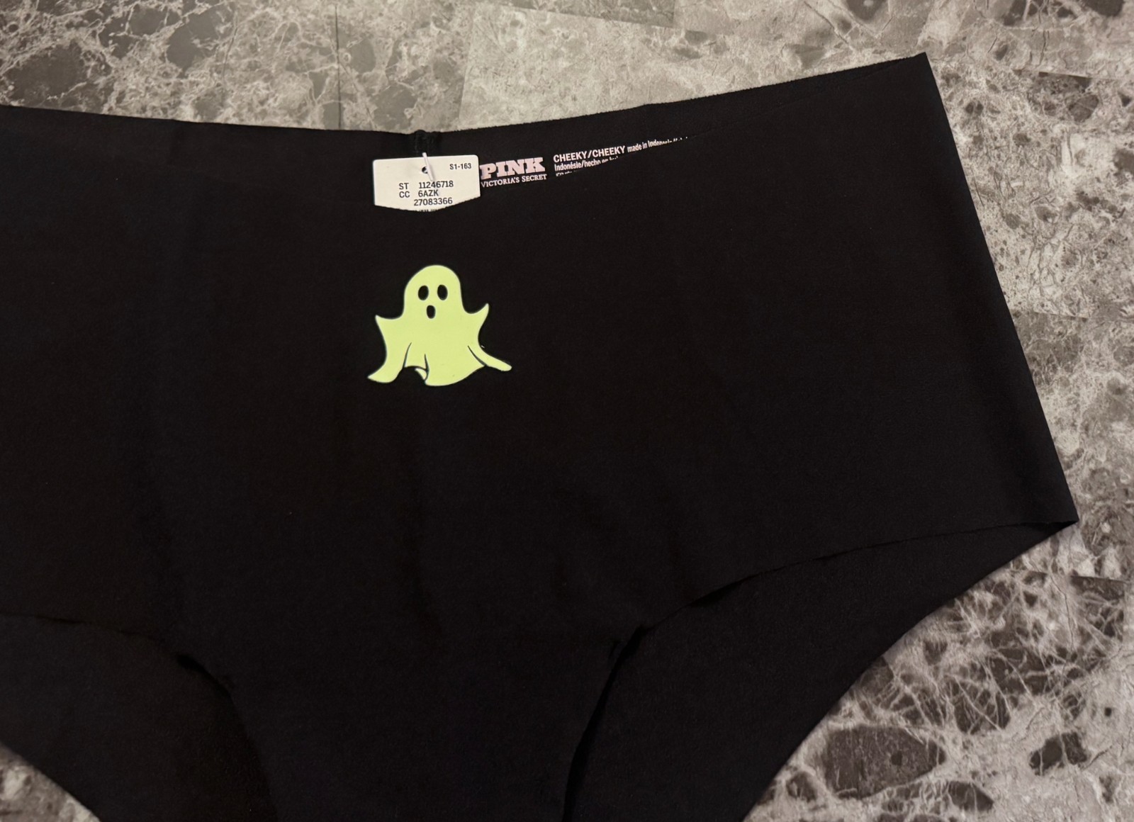 VICTORIA’S SECRET PINK GLOW IN THE DARK GHOST HALLOWEEN NO SHOW CHEEKY PANTIES