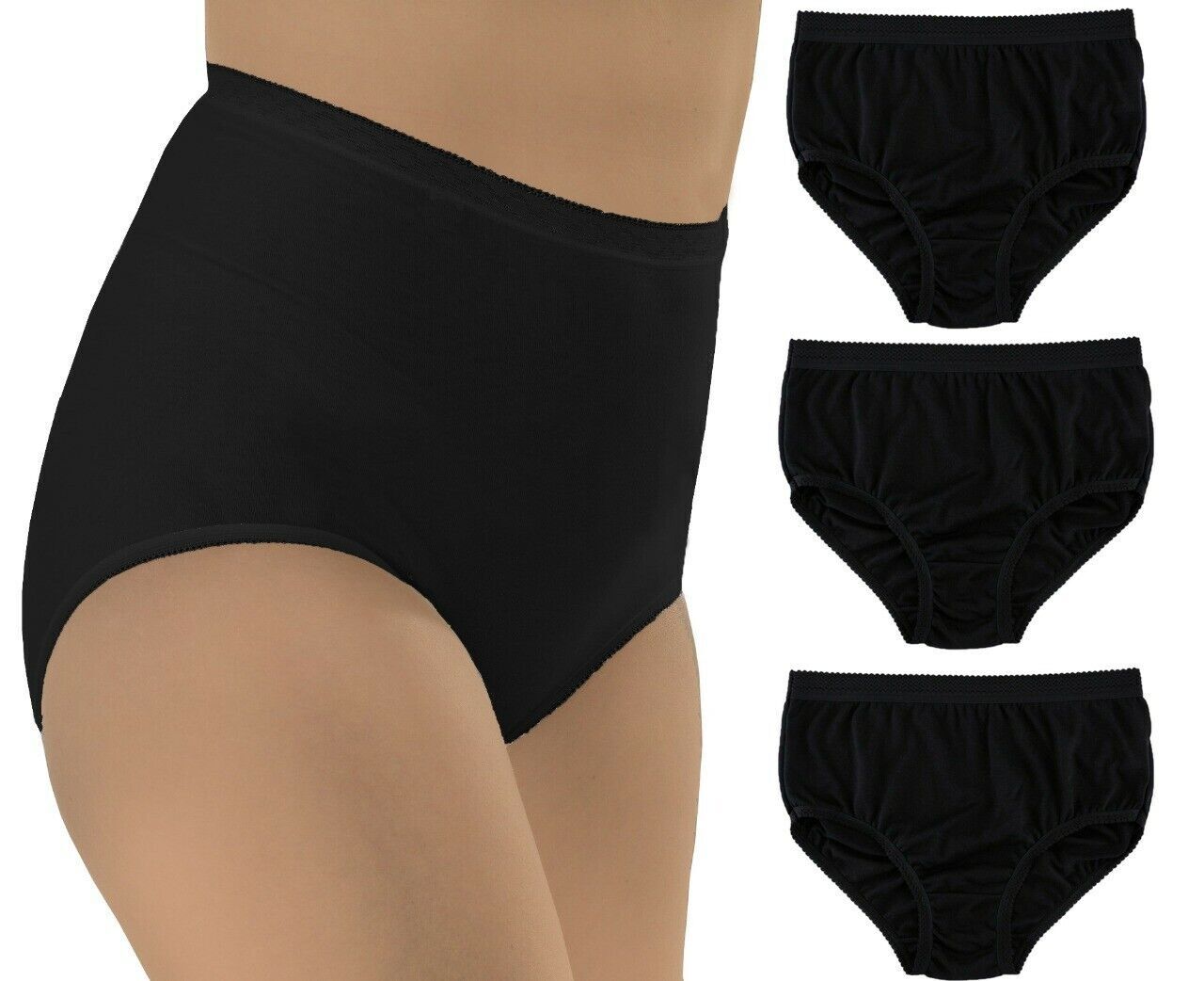 3 Pack Womens Underwear Knickers Ladies Full Maxi Mama Briefs Cotton Panties UK