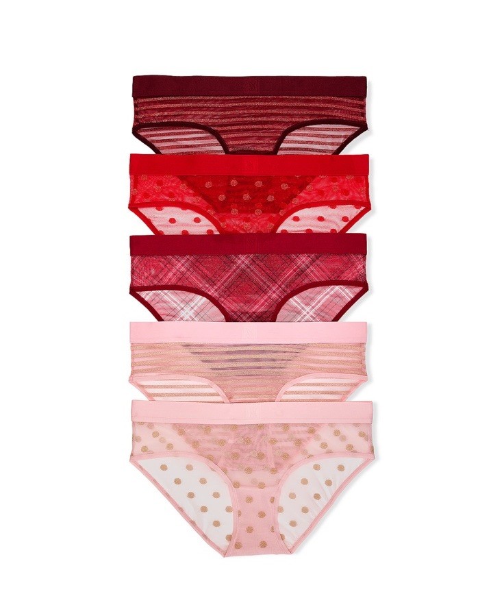 5-Pack Victoria’s Secret sz M Sheer Shimmer Hiphugger Panties Bundle Lot Set