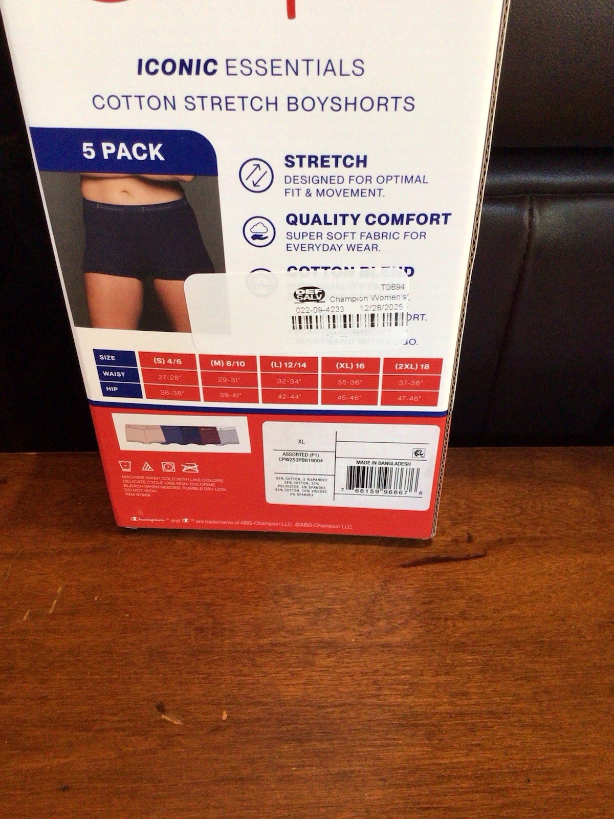 Champion Iconic Essentials Cotton Stretch Boyshorts, Women’s Size XL 16 NIB